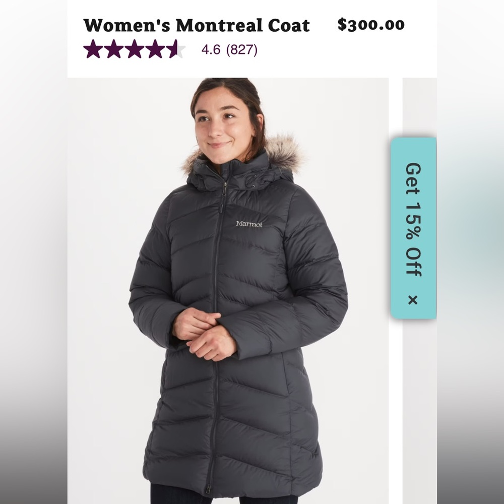 Marmot Montreal 700 fill down parka used